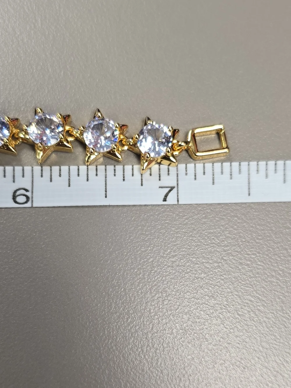 NWOT-Gold Tone Star Tennis Bracelet  Clear Stones Iced Out Celestial Chain